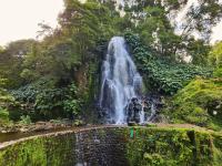 two waterfalls and a beautiful park at Parque Natural da Ribeira dos Caldeirões 